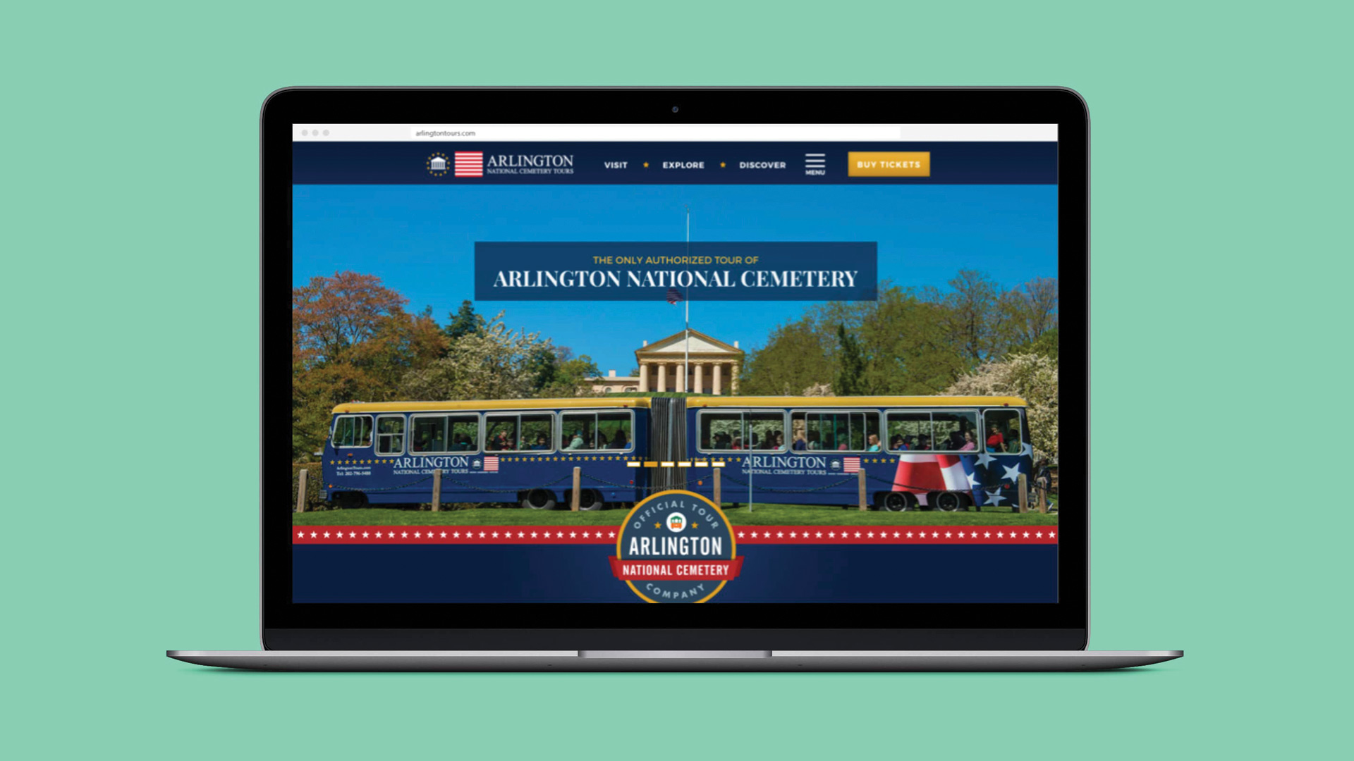 Arlington National Cemetery Tours website view from laptop