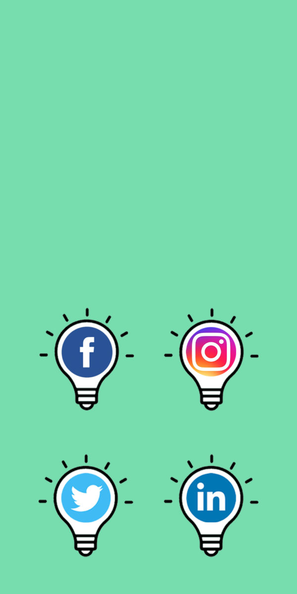 Social media icons inside light bulbs